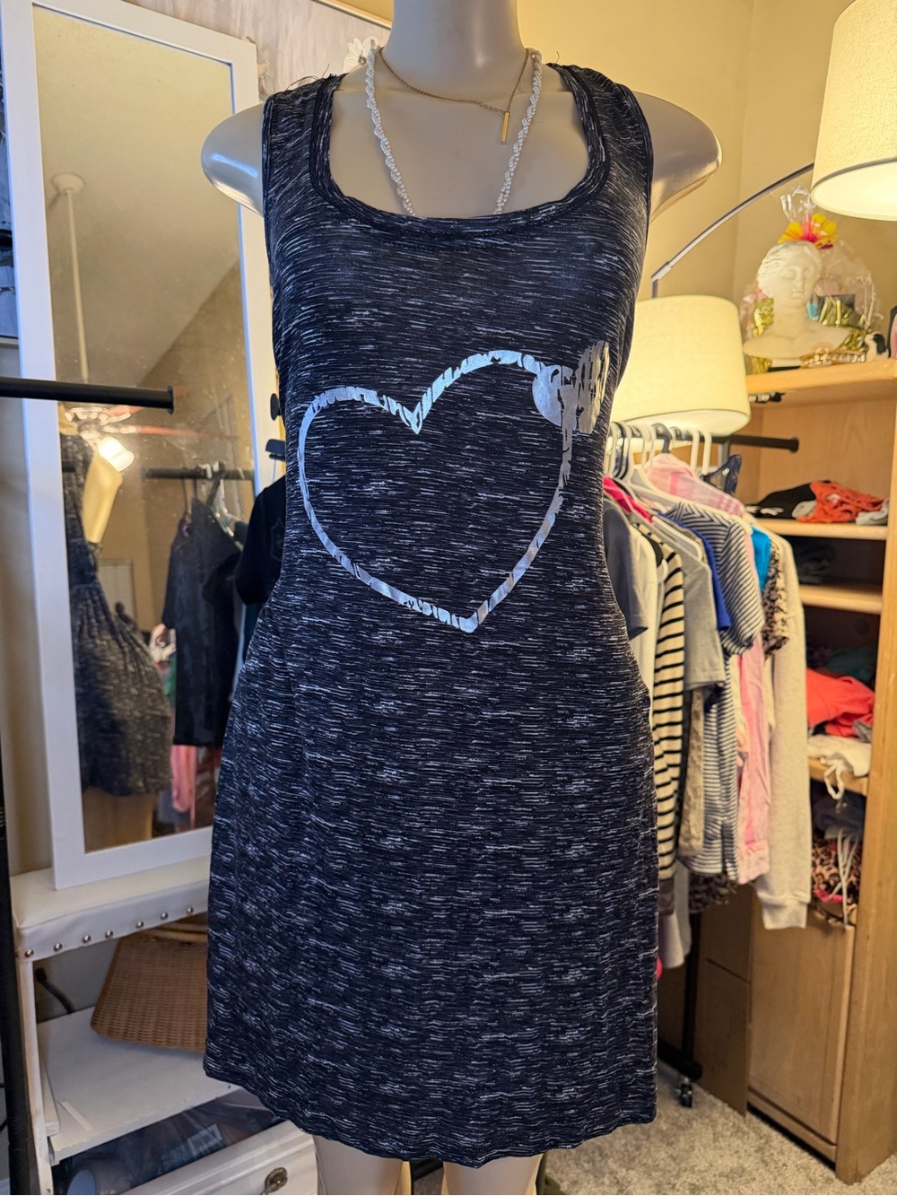 Tart Collections Space Dye Graphic Heart Tank Top Dress Size M